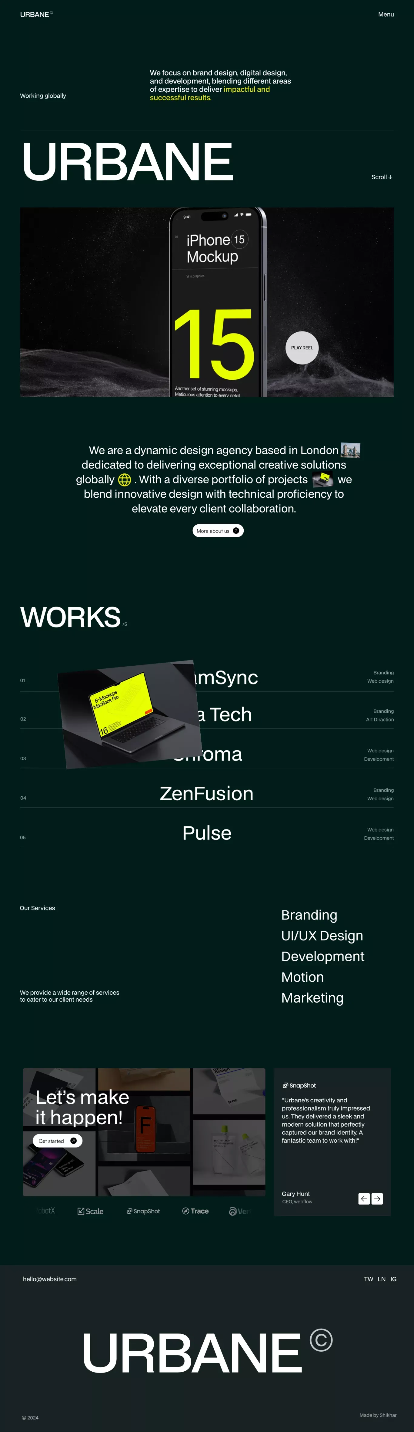 Urbane - Webflow HTML Website Template - Template design