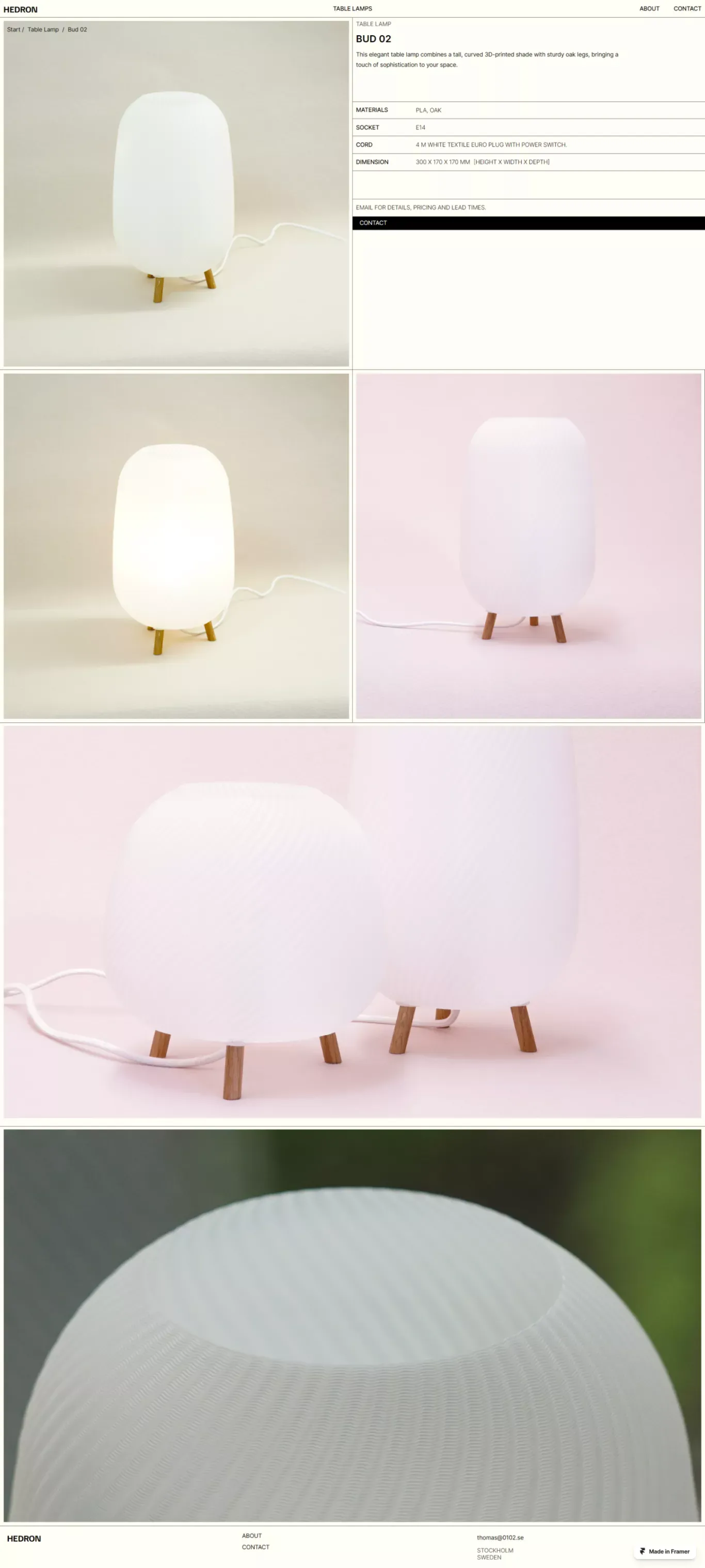 Hedron - Lighting - Product page design