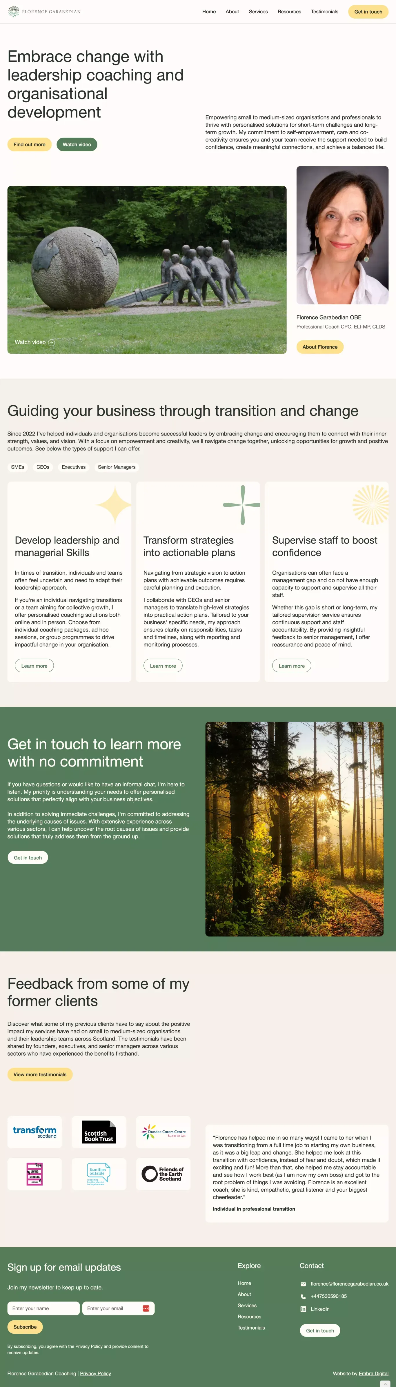 Leadership Coaching and Organisational Development | Florence Garabedian - Landing design