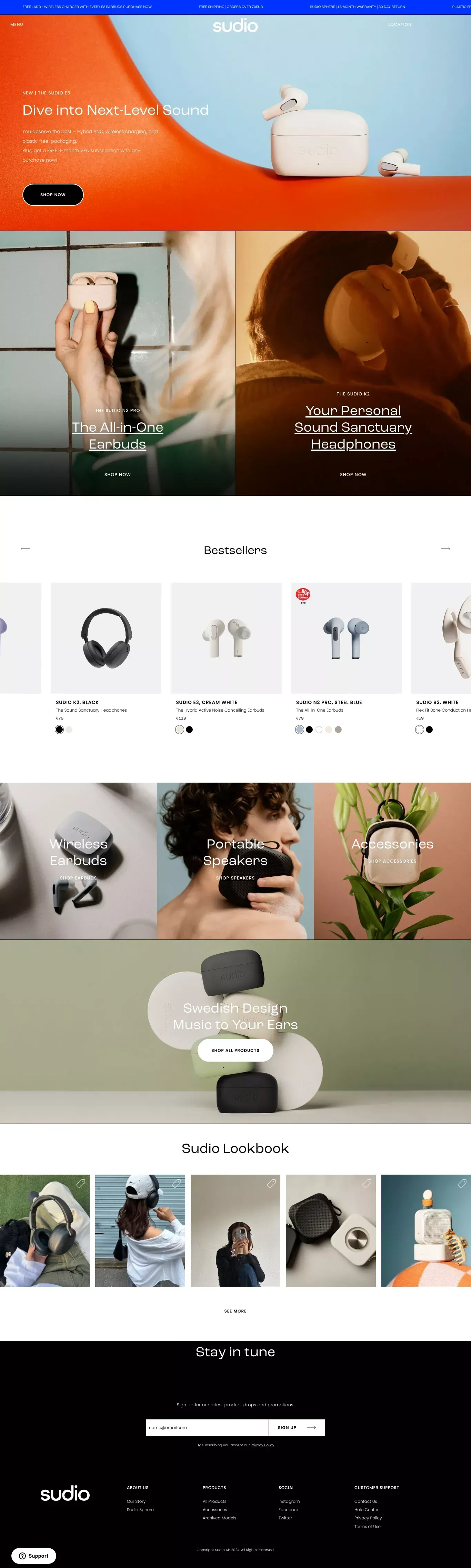 Sudio - Designing Sound | Wireless Earbuds & Speakers - Ecommerce design