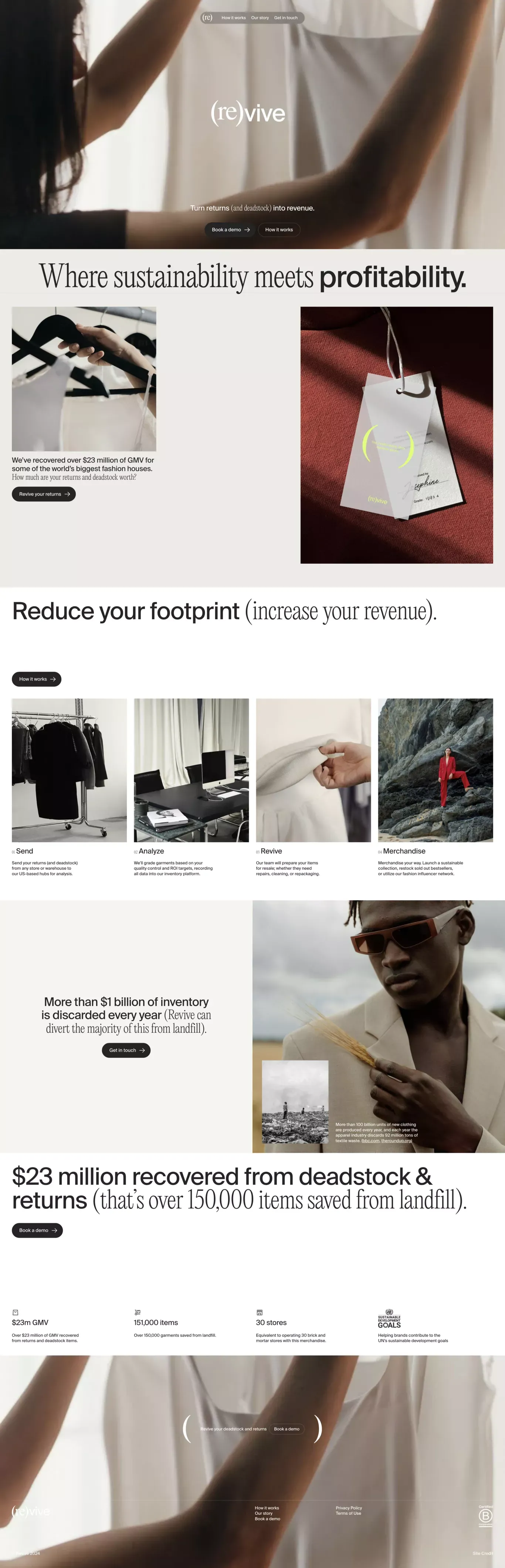 (Re)vive | Where sustainability meets profitability. - Landing design
