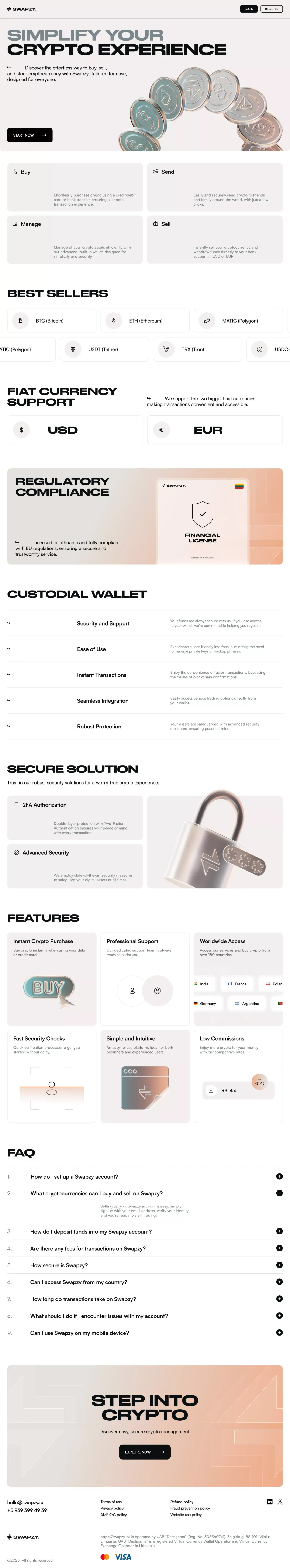 Buy and Sell Crypto Easily with Swapzy – Secure & User-Friendly Platform - Landing design