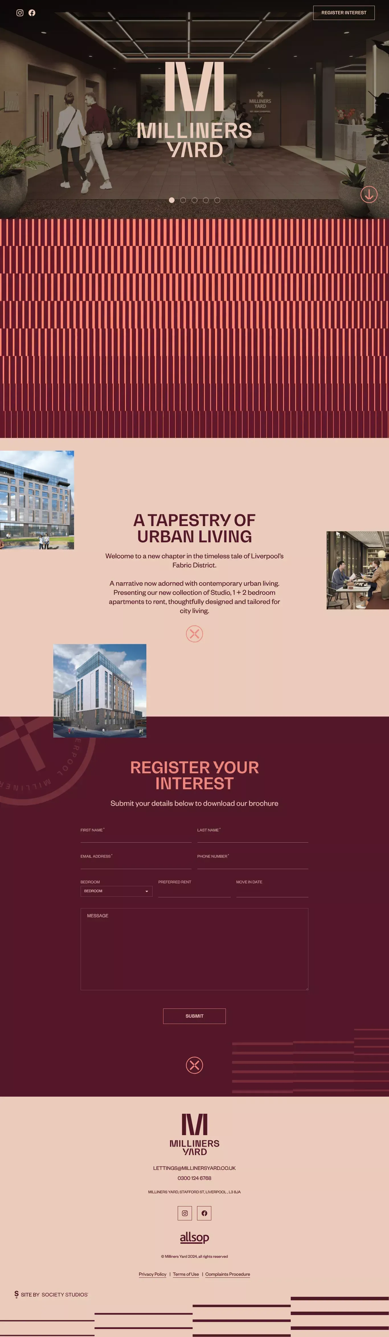 Milliners Yard — A tapestry of Urban Living - Landing design