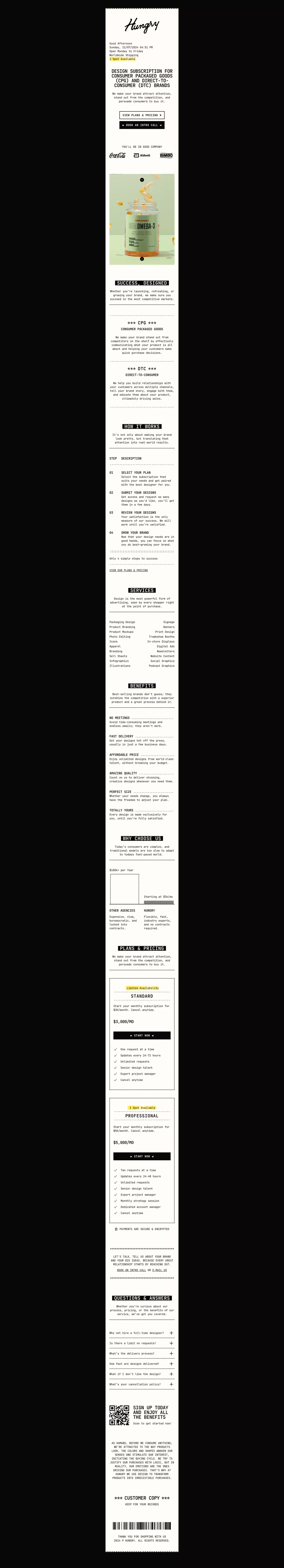 Hungry - Landing design