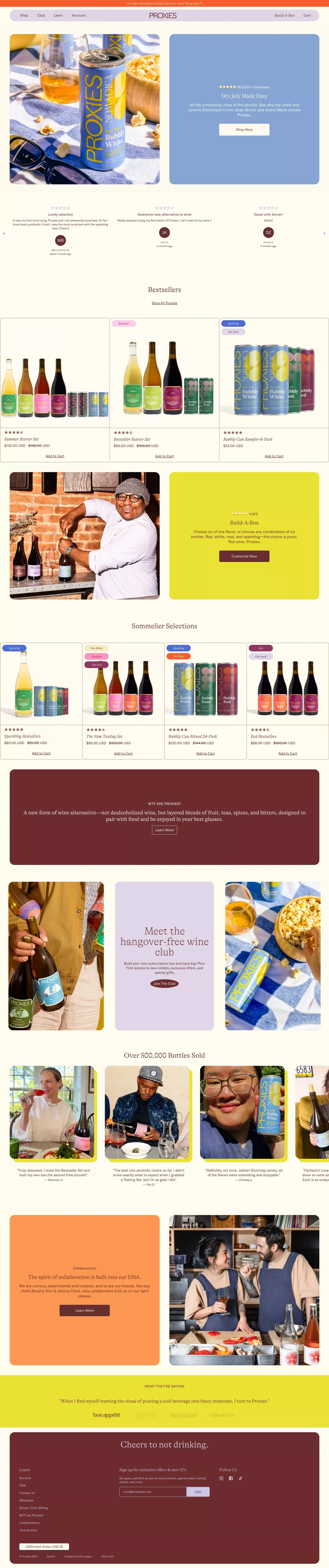 Proxies | All the complexity of wine, None of the alcohol. - Ecommerce design