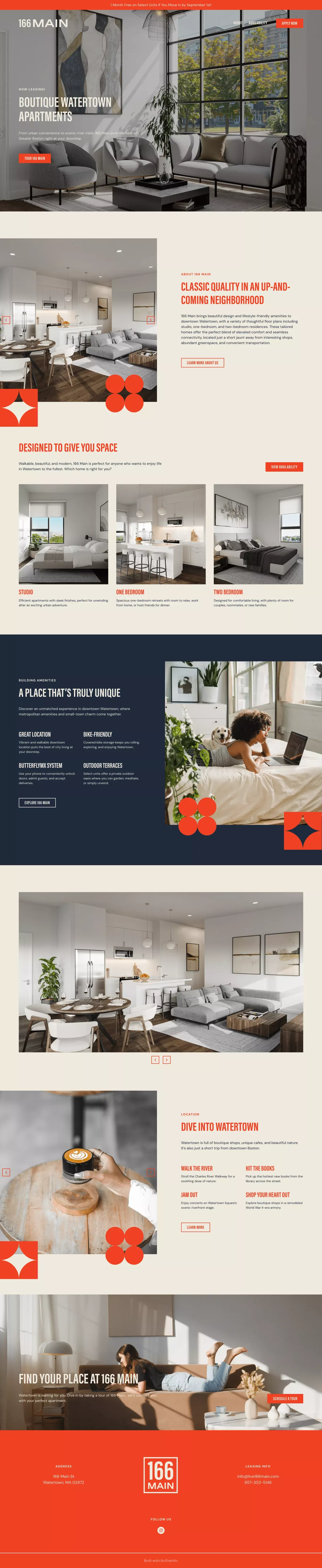 166 Main | Boutique apartments in Watertown - Landing design