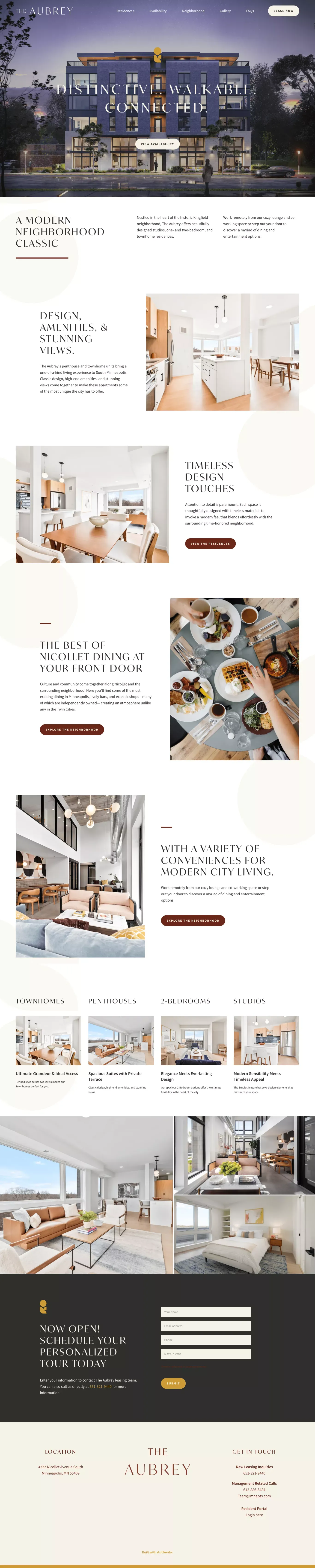 The Aubrey | A brand new boutique apartment in the heart of Kingfield. - Landing design