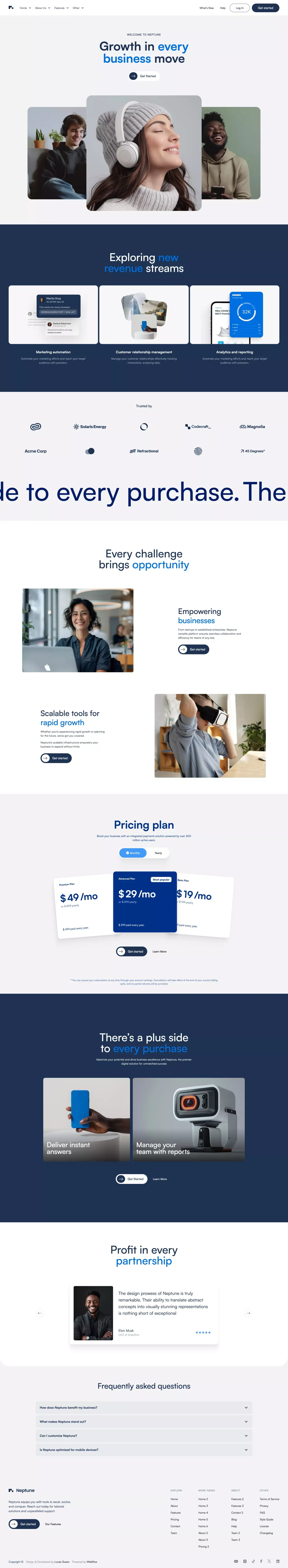 Neptune - Webflow Ecommerce website template - Template design