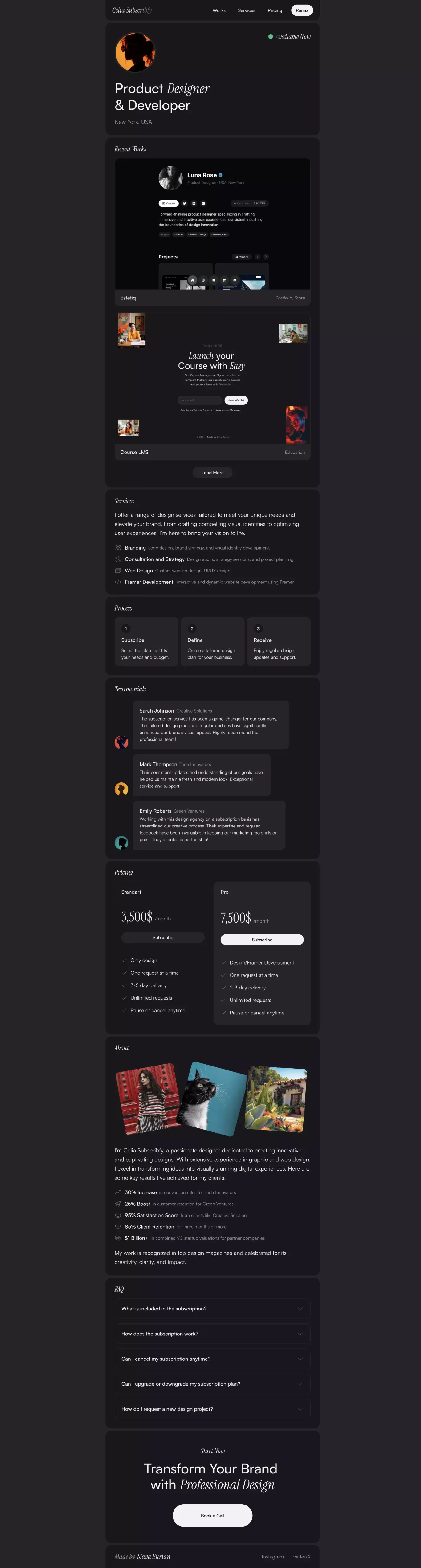 Home: Subscribfy â Premium Design Subscription Template - Portfolio design