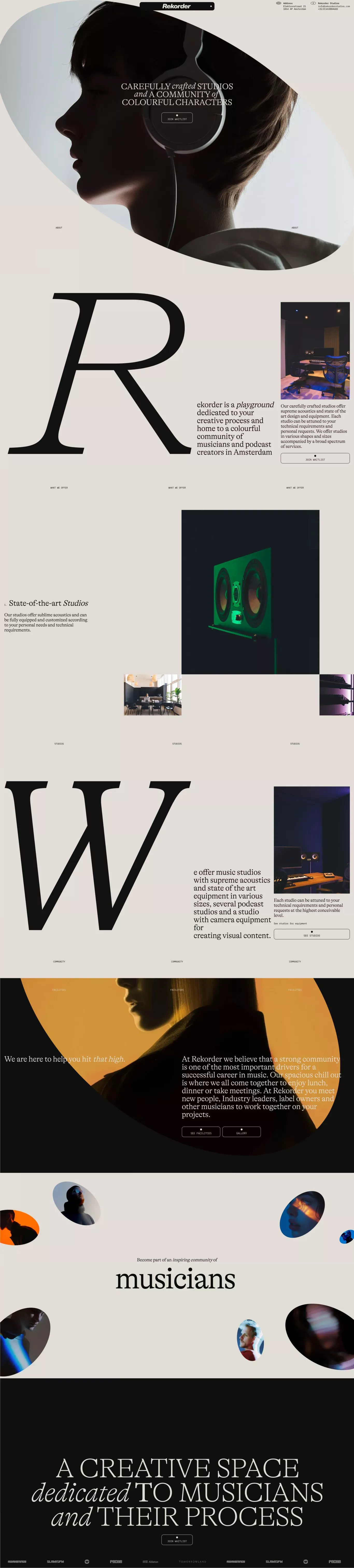 Rekorder Studios - Landing design