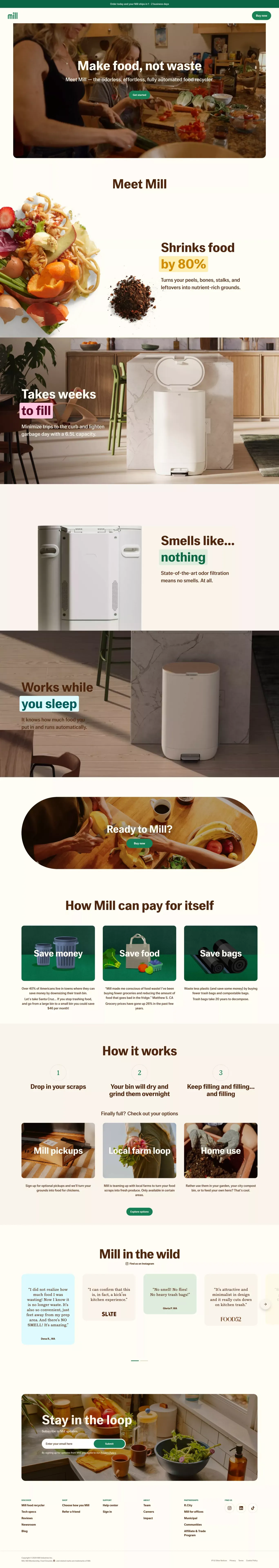 Mill: never waste food again - Landing design