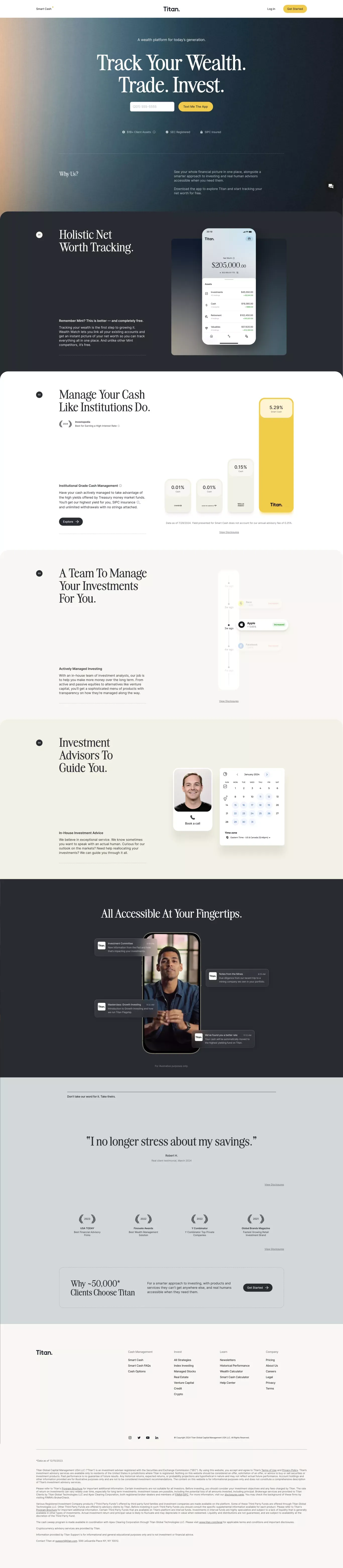 Titan - Track Your Wealth. Trade. Invest. - Landing design