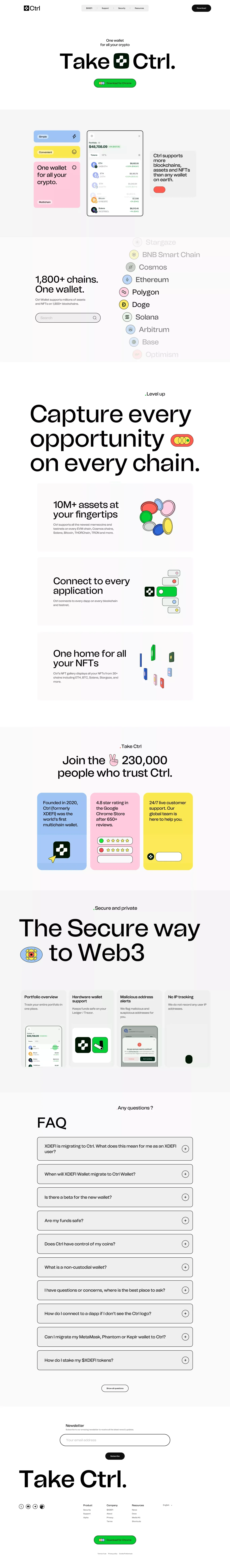Secure and powerful crypto wallet | CTRL Wallet - Landing design