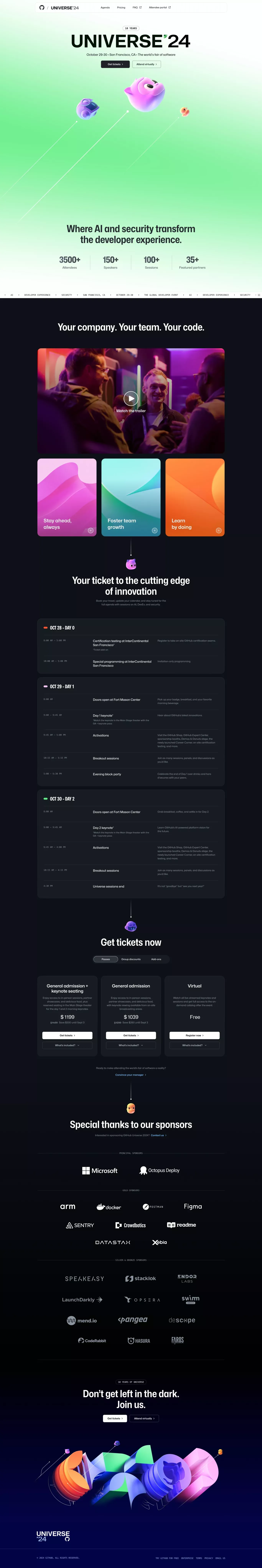 GitHub Universe - 2024 - Landing design