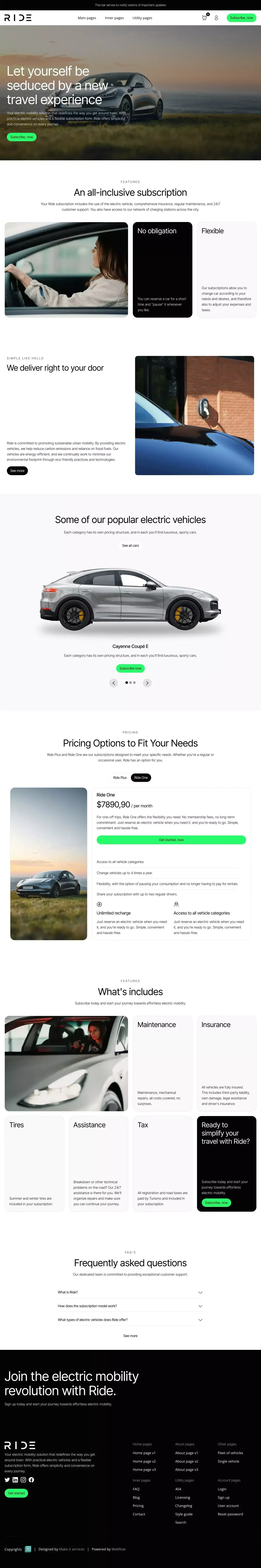 Ride - Webflow HTML ecommerce template - Template design