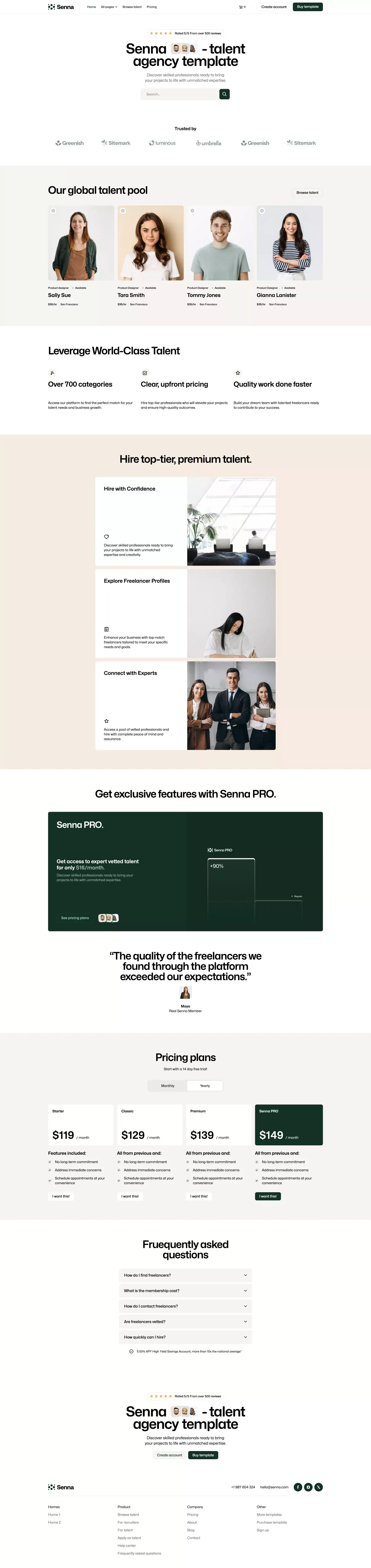 Senna - Webflow Ecommerce website template - Template design