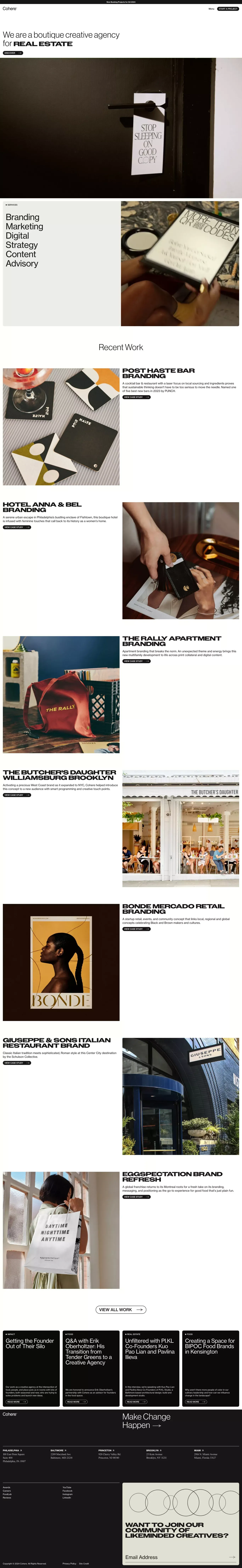 Cohere | Hospitality and Real Estate Branding Agency in NYC, Philadelphia, Baltimore, Miami - Portfolio design