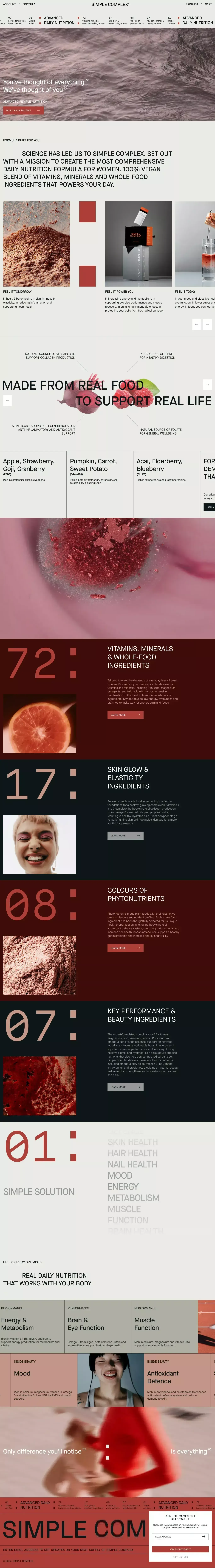 SIMPLE COMPLEX - ADVANCED FEMALE NUTRITION - Landing design