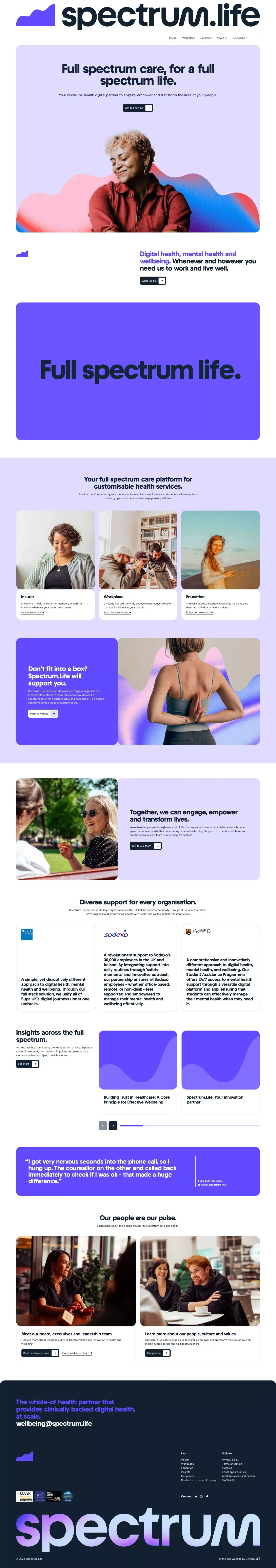 Spectrum.Life | Full spectrum care, for a full spectrum life. - Landing design
