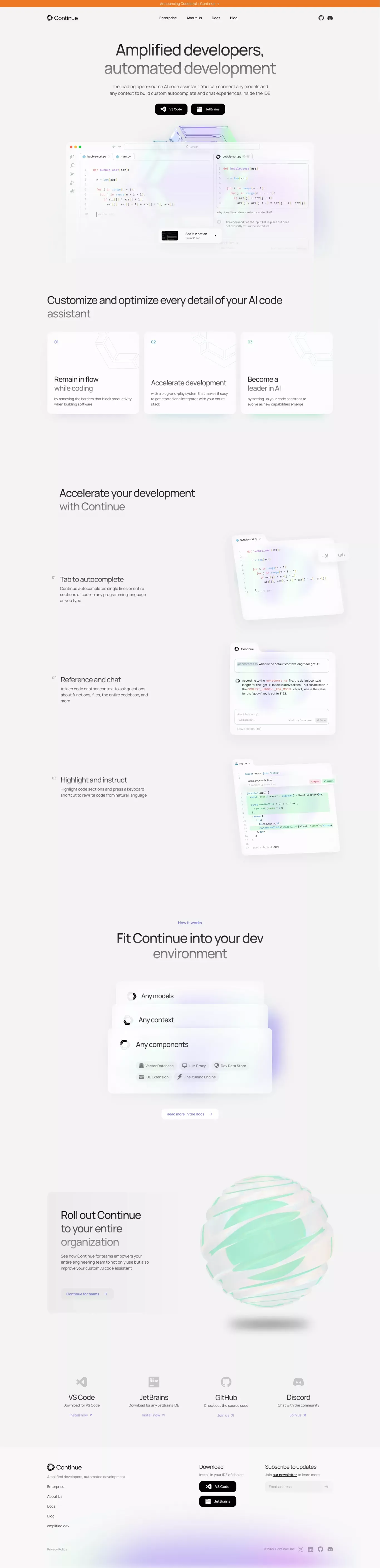 Continue - Landing design