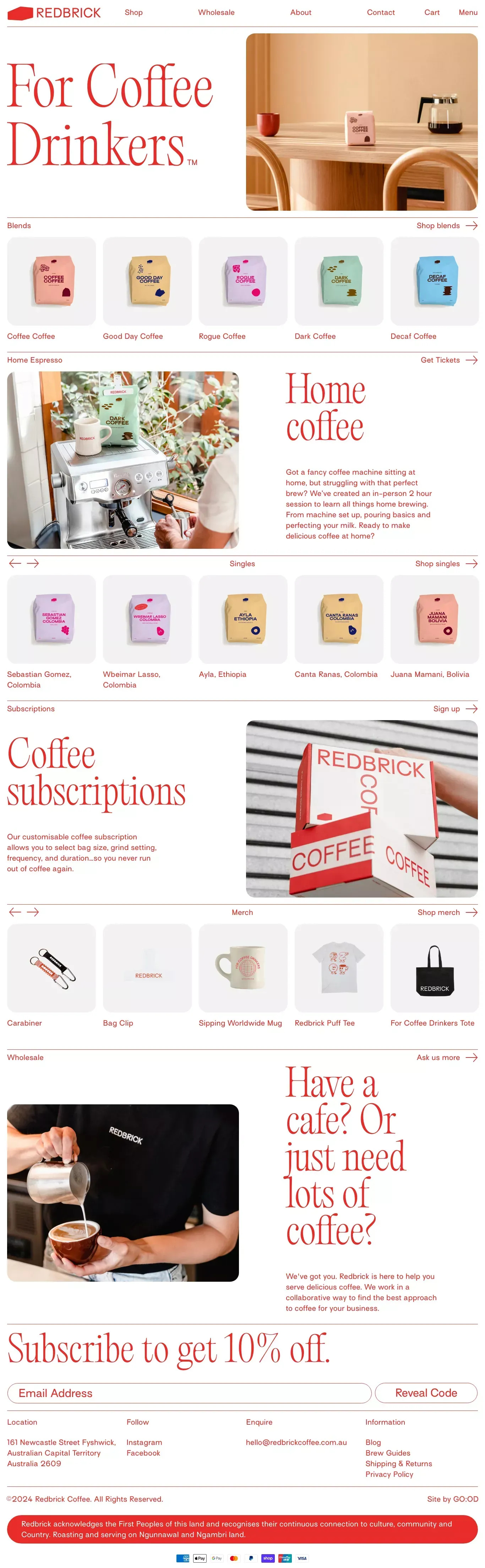 Redbrick Coffee - Ecommerce design