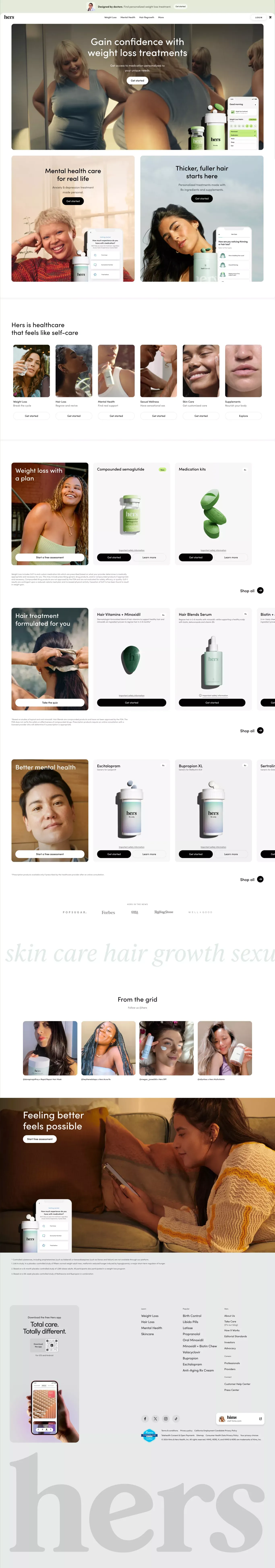 Hers for Women's Health | hers - Ecommerce design