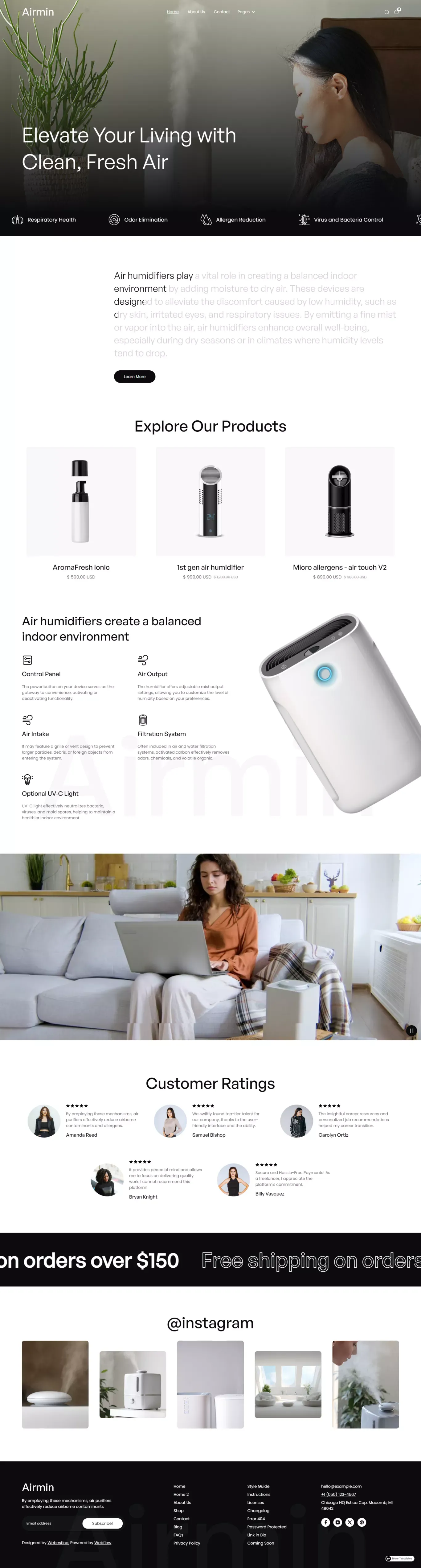 Airmin - Webflow Ecommerce website template - Template design
