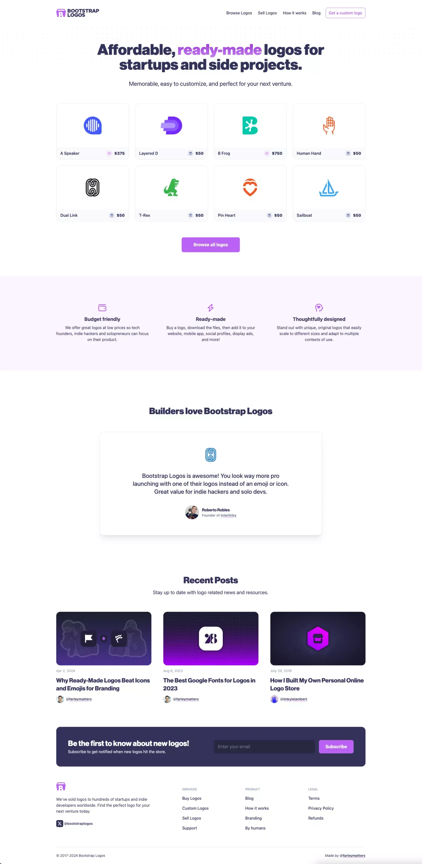 Bootstrap Logos - Affordable, Premium Ready-Made Logos for Sale - Landing design