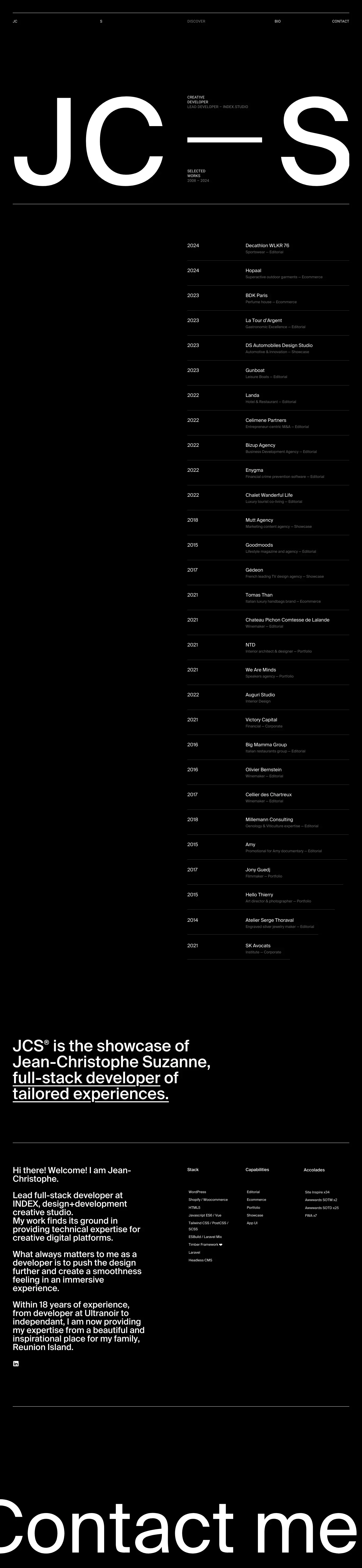Jean-Christophe Suzanne • Creative Developer • Index Studio - Portfolio design