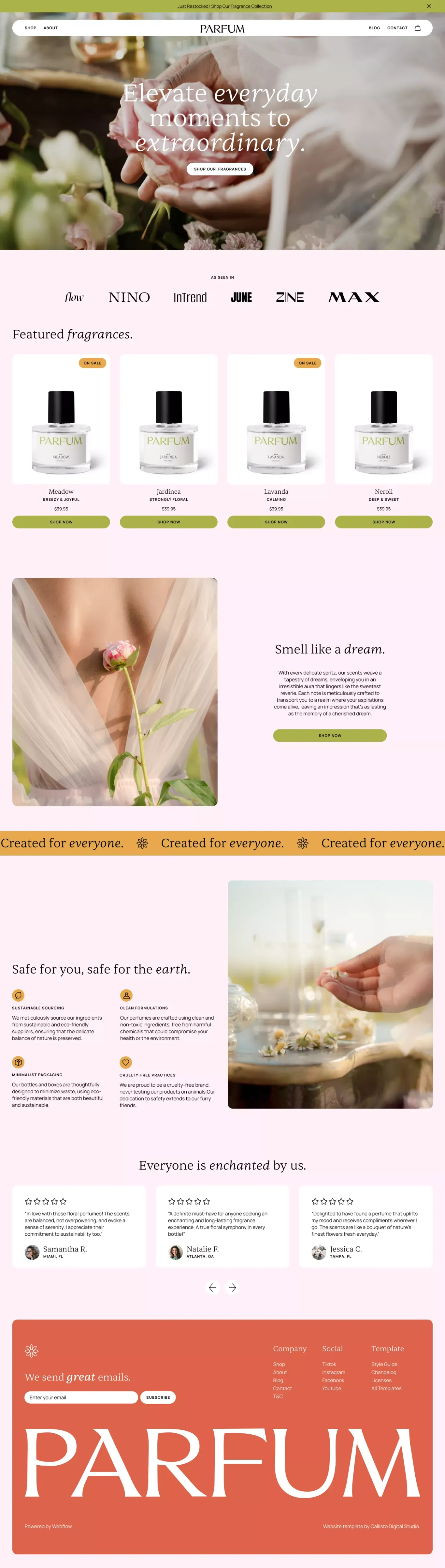 Parfum - Webflow E-Commerce Website Template - Template design
