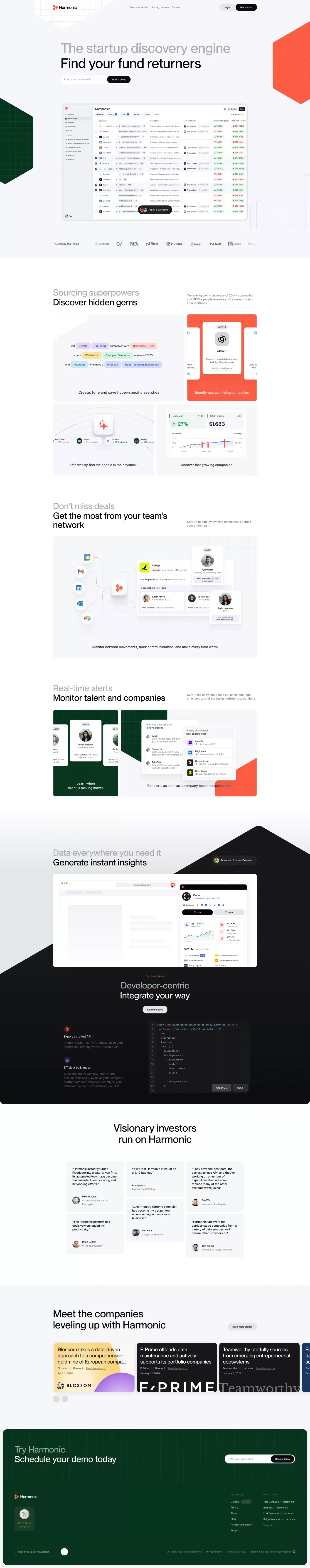 Harmonic.ai - The complete startup database - Landing design