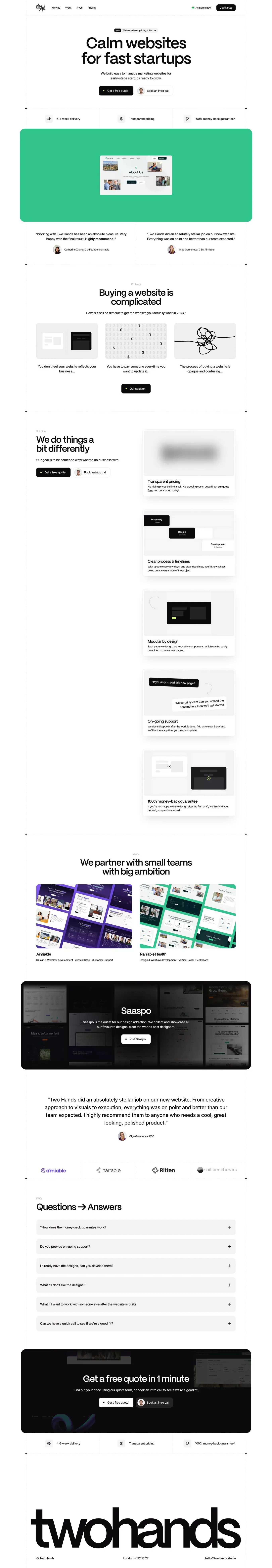 Two Hands | Webflow Design & Development Studio - Landing design