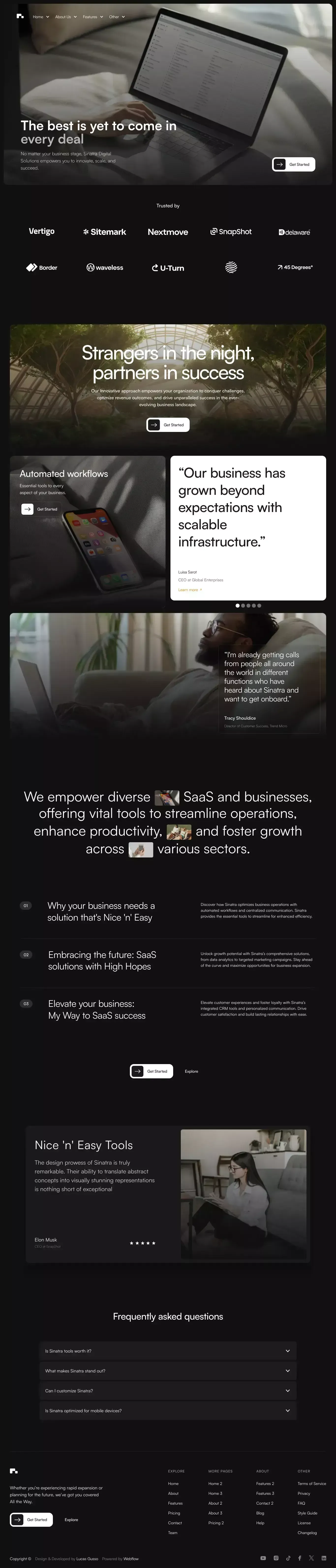Sinatra - Webflow Ecommerce website template - Template design