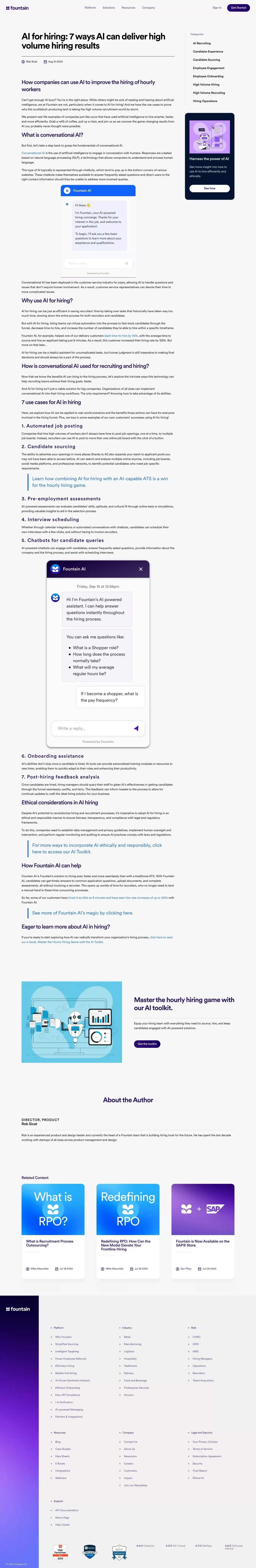 AI for hiring: 7 ways AI can deliver high volume hiring results - Fountain - Blog Post design