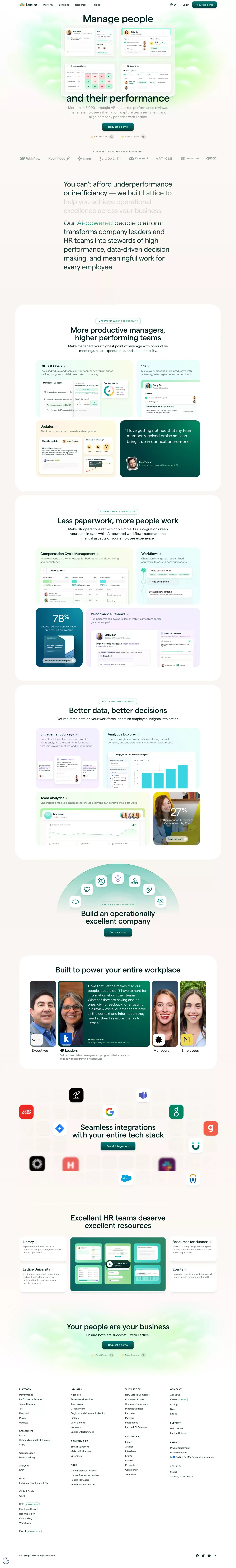 Lattice | Manage people and their performance - Landing design