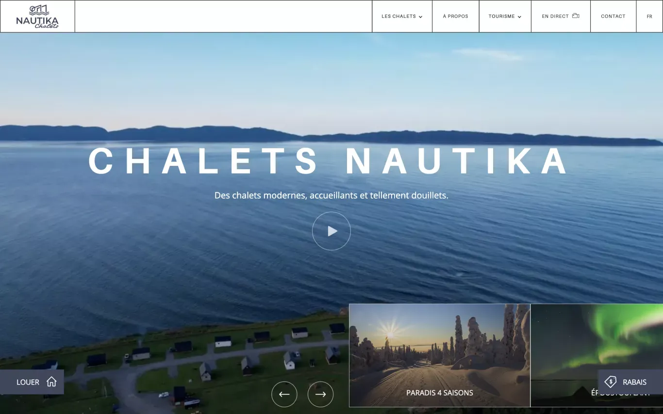 Projet web de Chalets Nautika | Uroboro - Portfolio design
