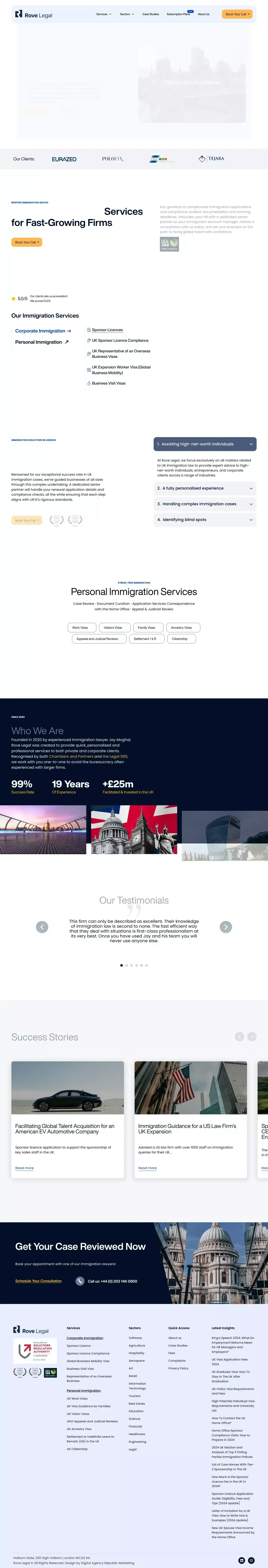 Immigration Lawyers & Solicitors in London: Rove Legal - website design
