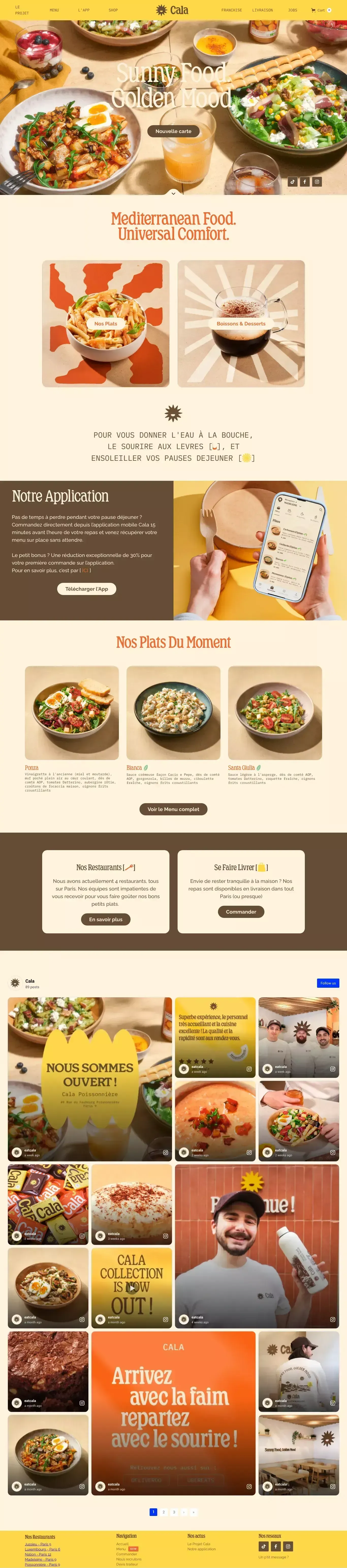 CALA - Du Soleil Dans Vos Assiettes - Landing design