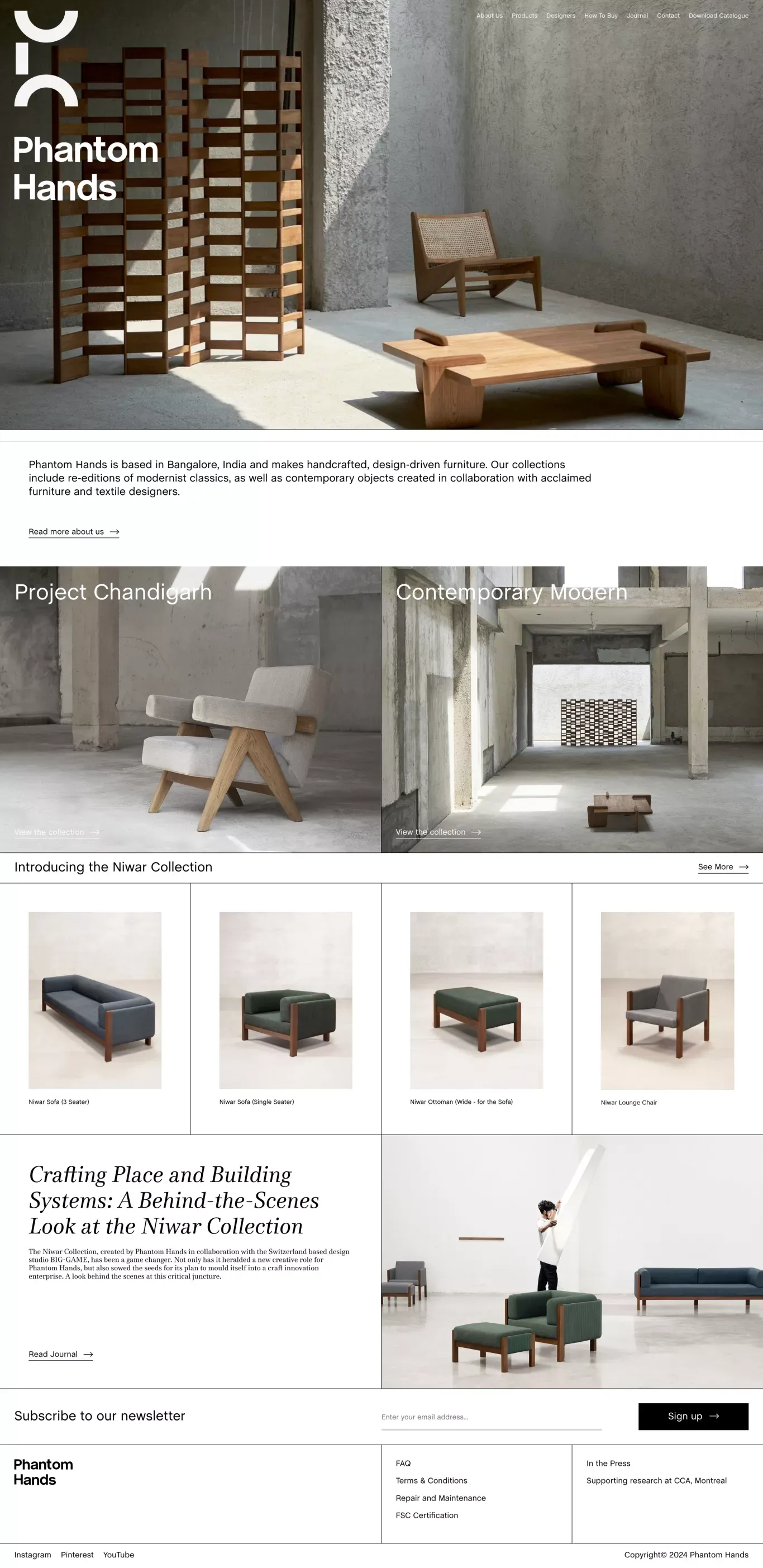 Phantom Hands: Indian Modern Furniture - Landing design