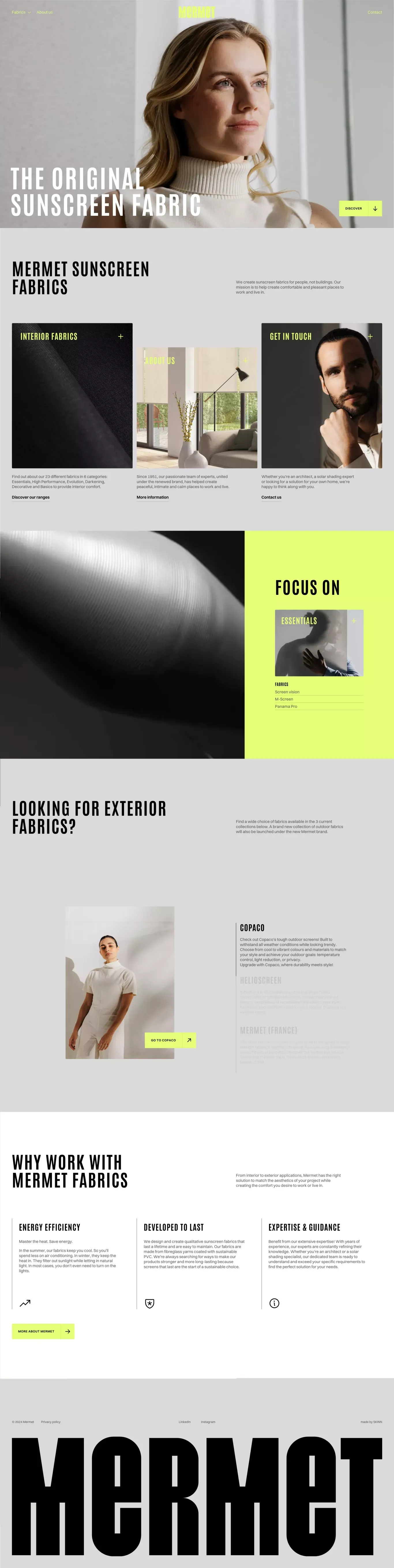 Mermet | The original Sunscreen fabric for interior and exterior - Landing design