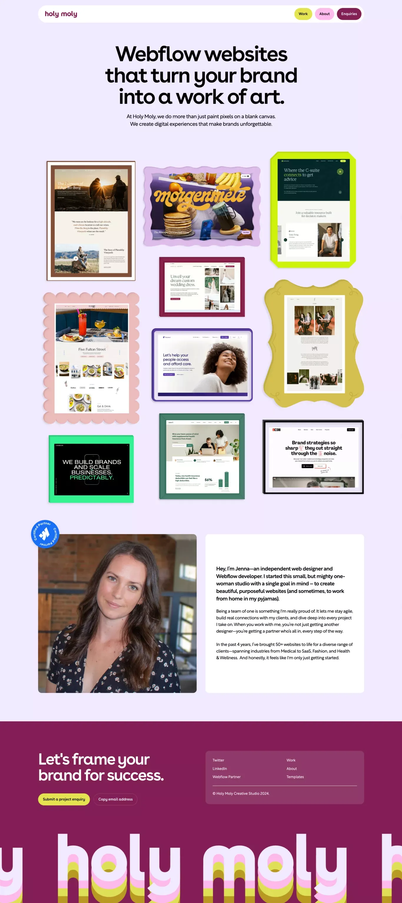 Holy Moly – Web Design and Webflow Development - Portfolio design