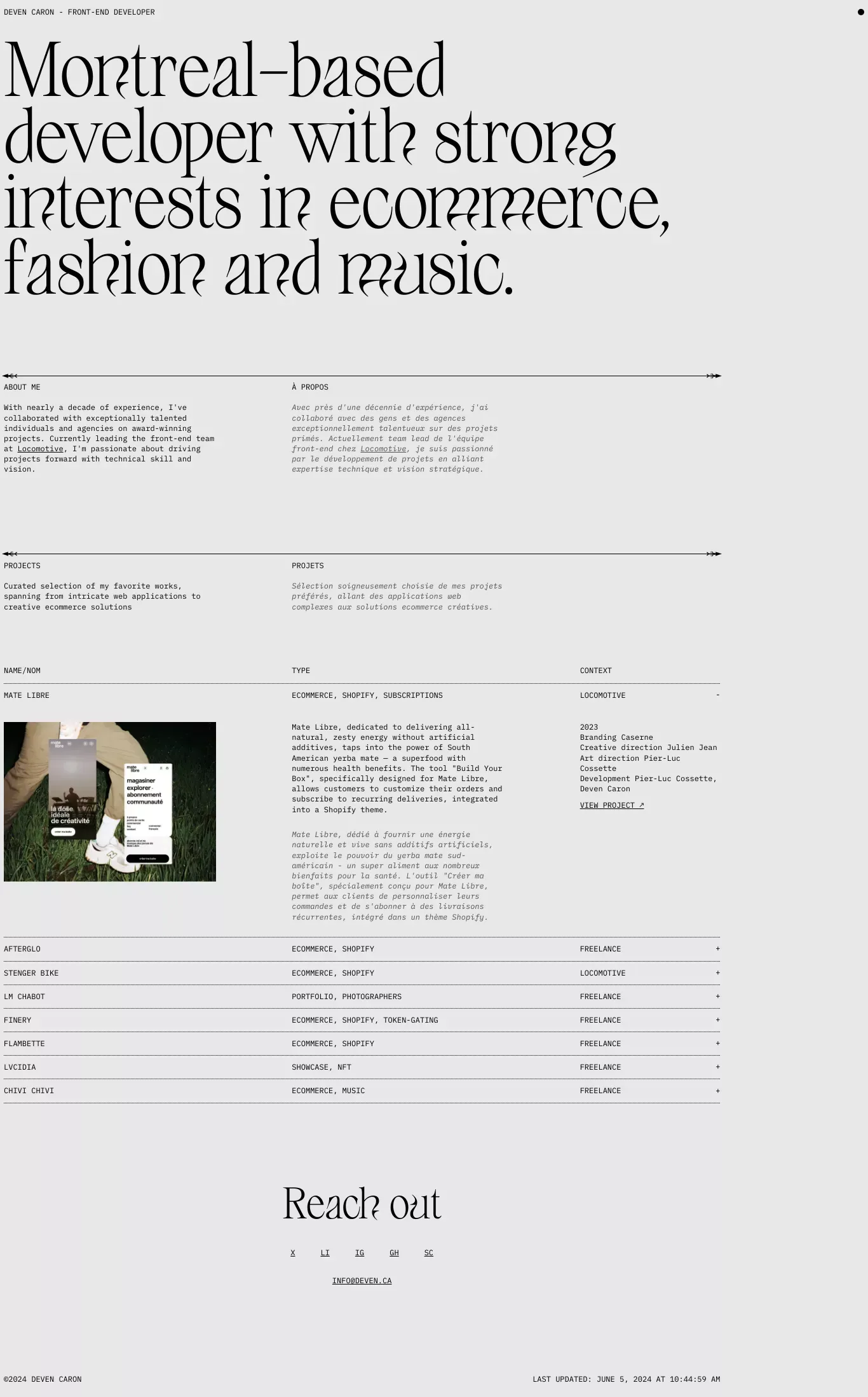 Deven Caron — Front-End Developer - Portfolio design