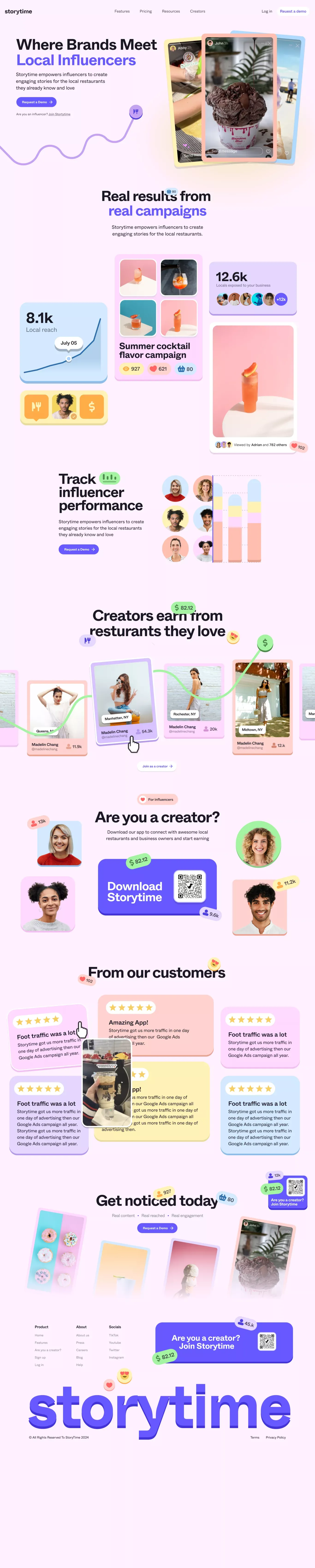 Storytime | Where Brands Meet Local Influencers - Landing design