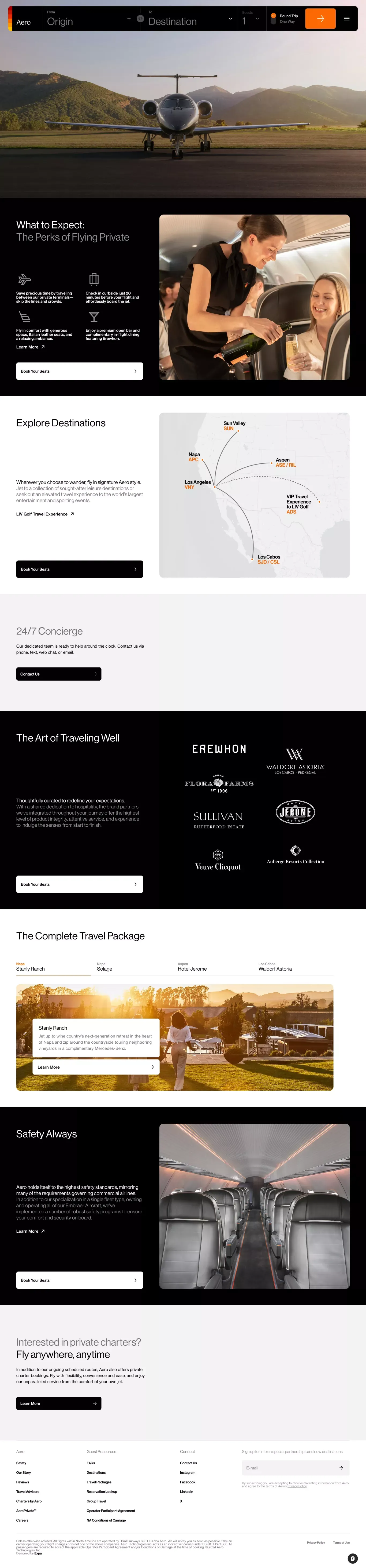 Book by the seat | The Private Jet Experience | Aero™ - Landing design