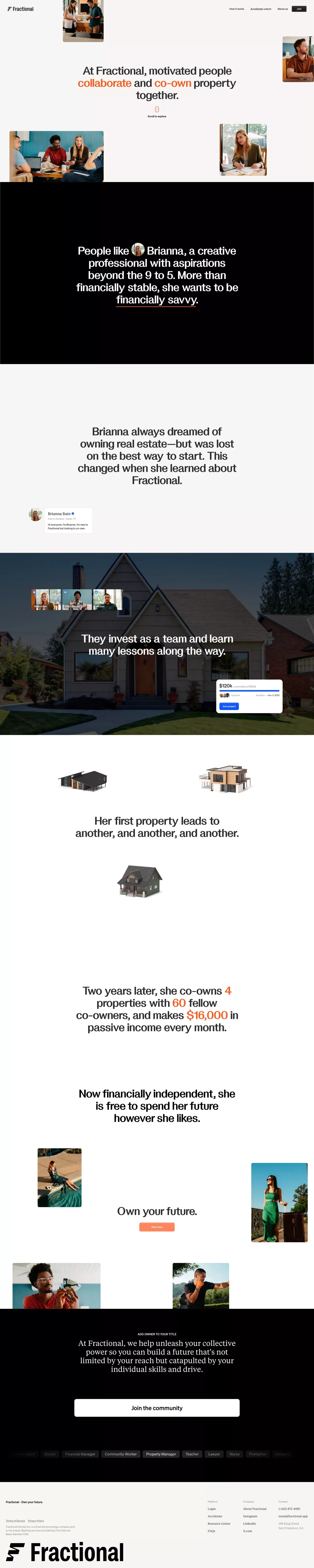 Fractional ownership of investment properties - Landing design