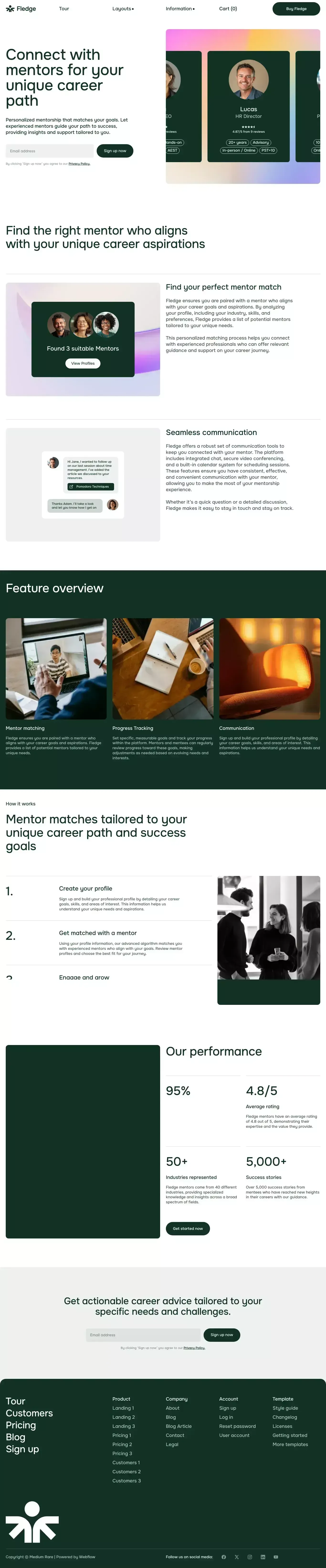 Fledge - Webflow HTML Website Template - Template design