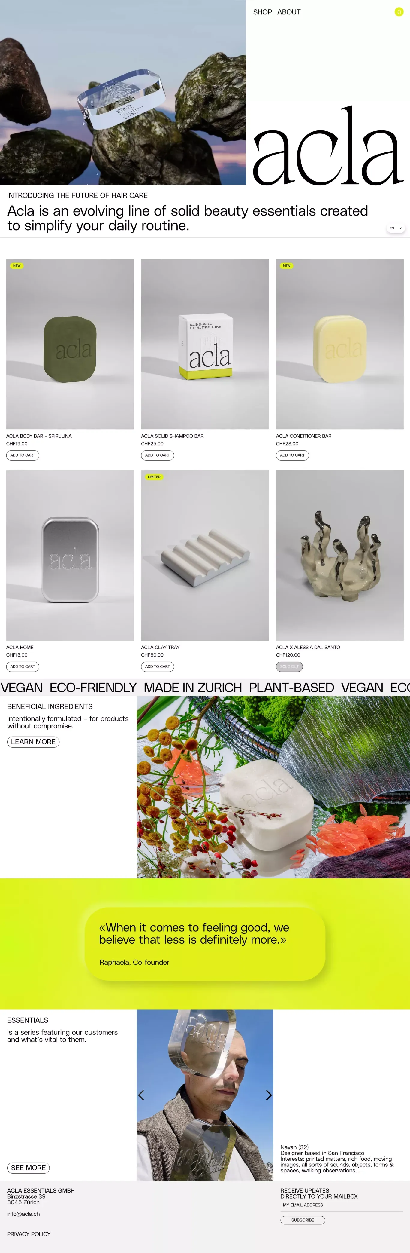Acla | Solid Shampoo Bar - Ecommerce design