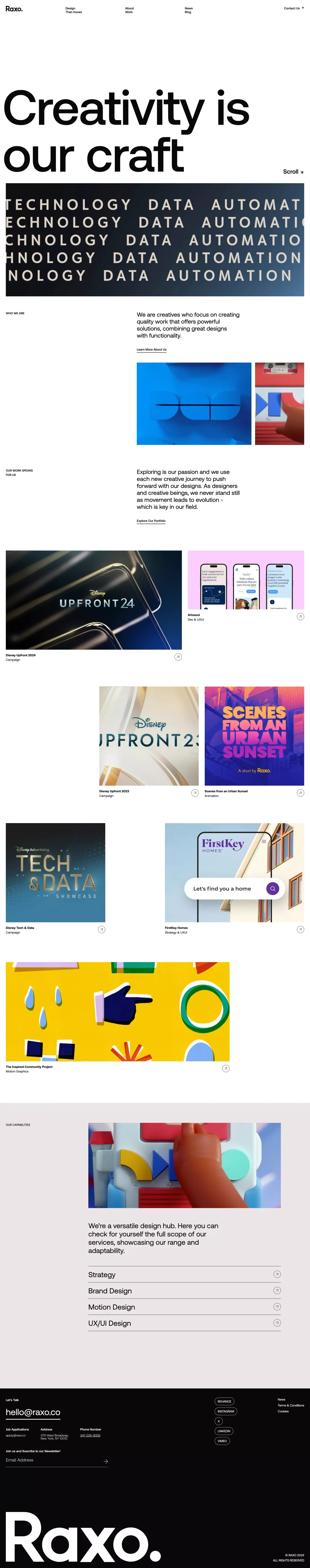 Raxo | Creative, design, data-driven agency in New York City - Portfolio design