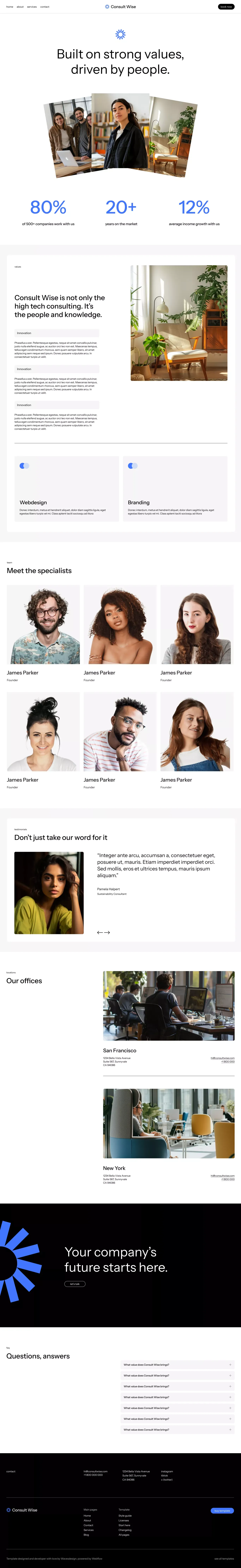 About A | Consult Wise - Webflow Ecommerce website template - Template design
