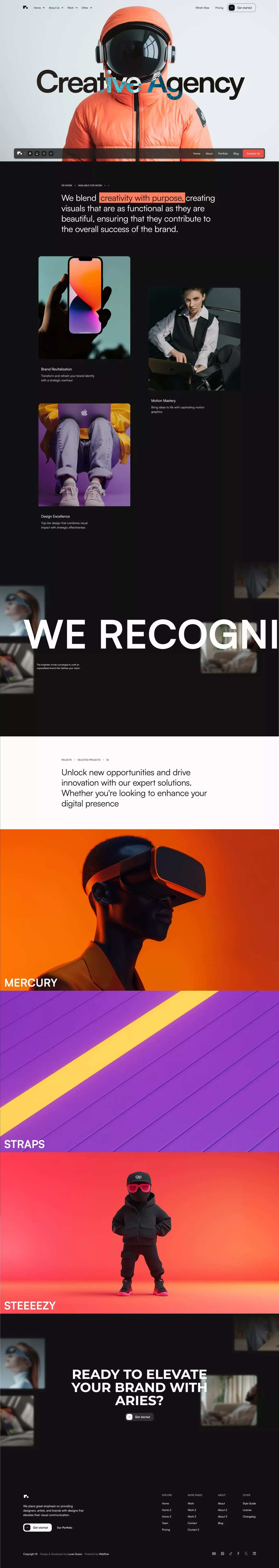 Aries - Webflow Ecommerce website template - Template design